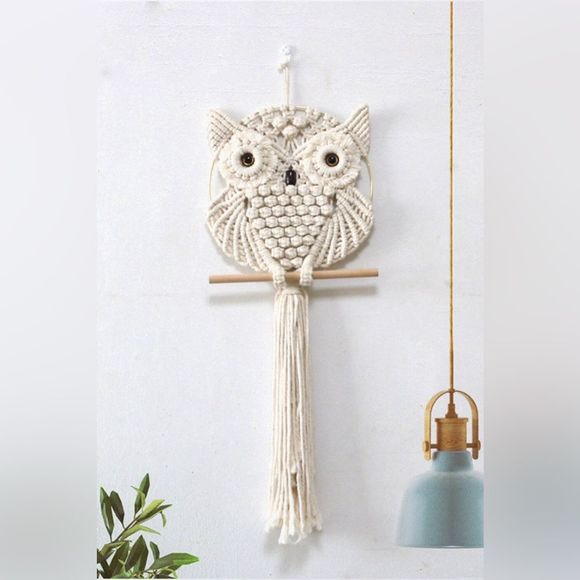 Amazon.com: Owl Macrame Wall Art, Boho Nursery Decor Hand  Hand-Woven Owl Macrame Wall Hanging Home Decor Handmade White